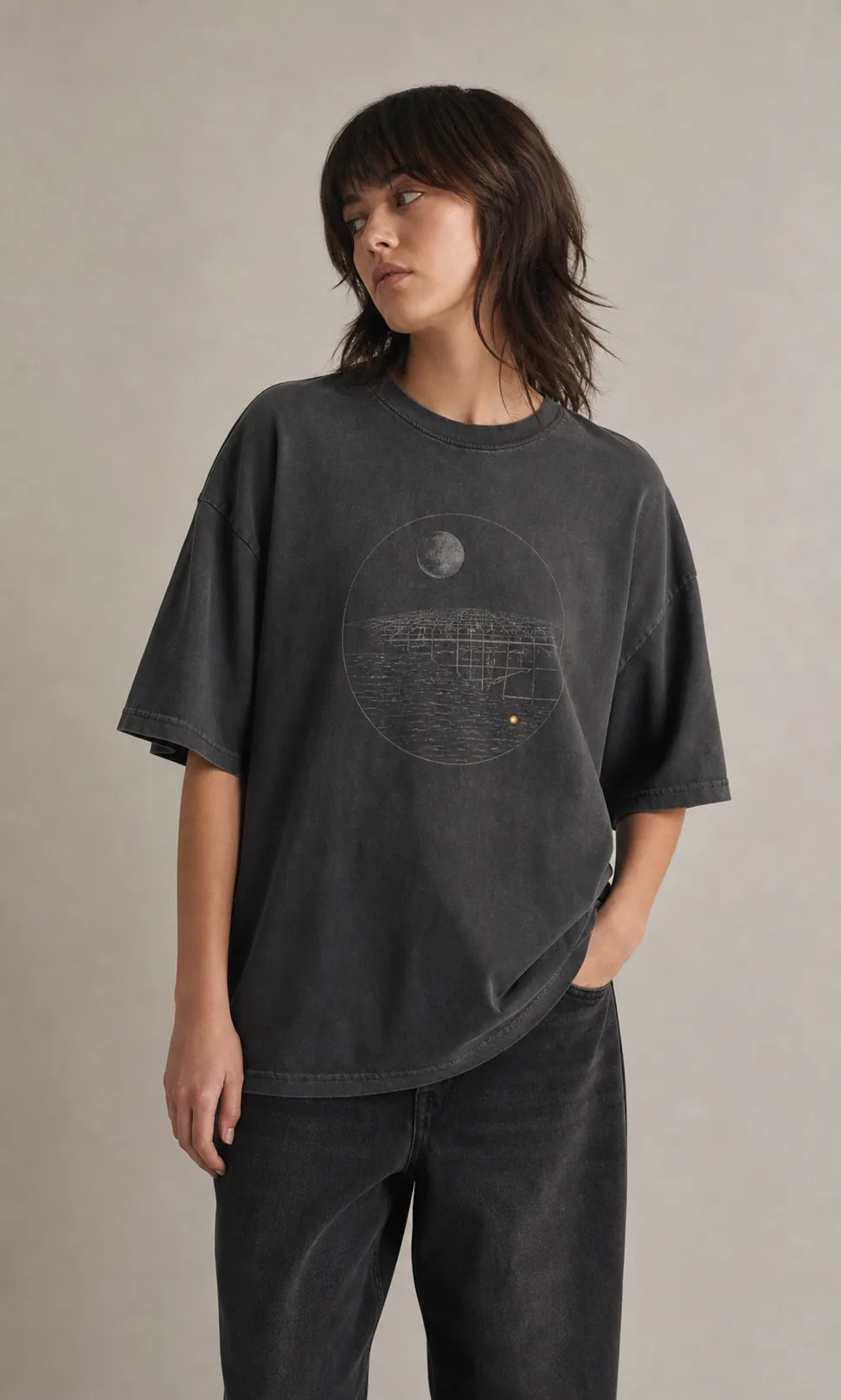 After Hours Graphic Tee in Vintage Charcoal